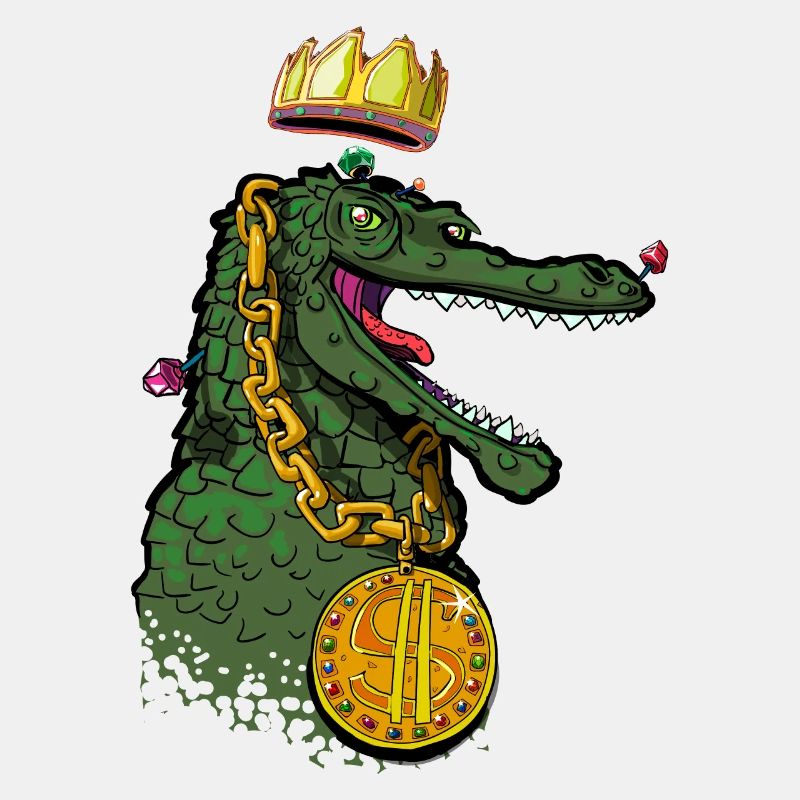 Krokodil mit Kette und Krone