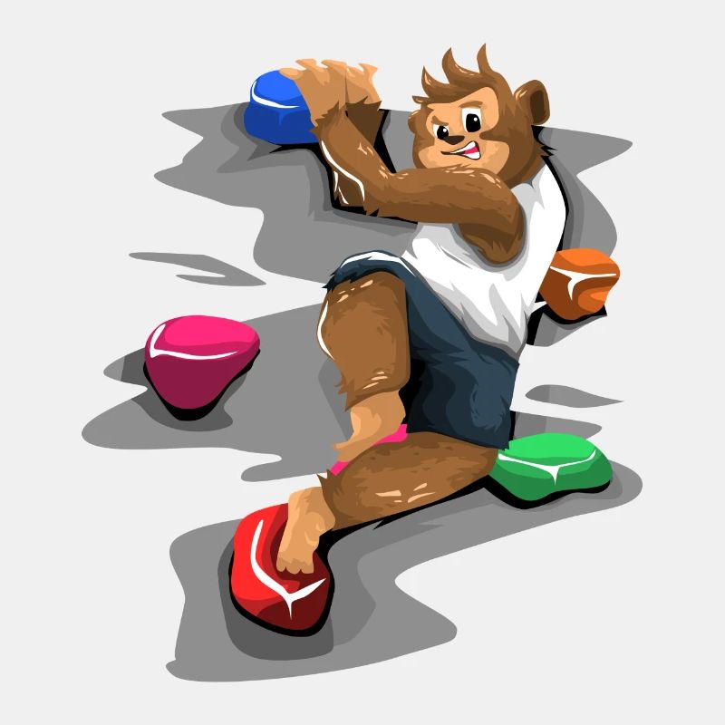 Monkey climbs on a wall