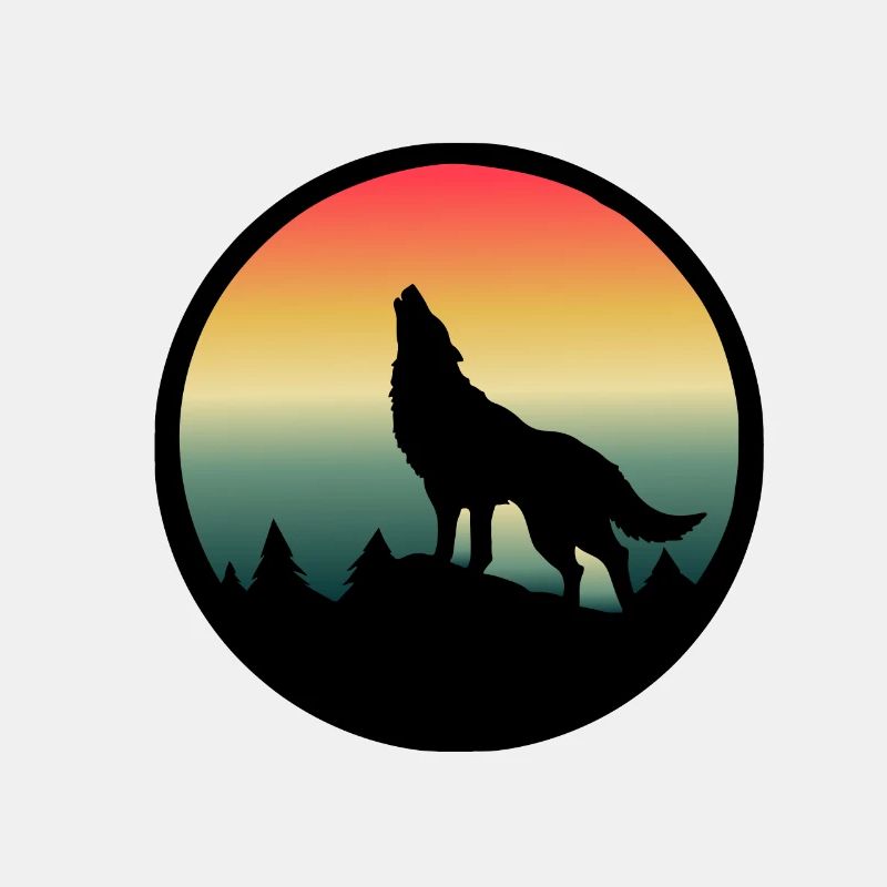 Wolf howling full moon