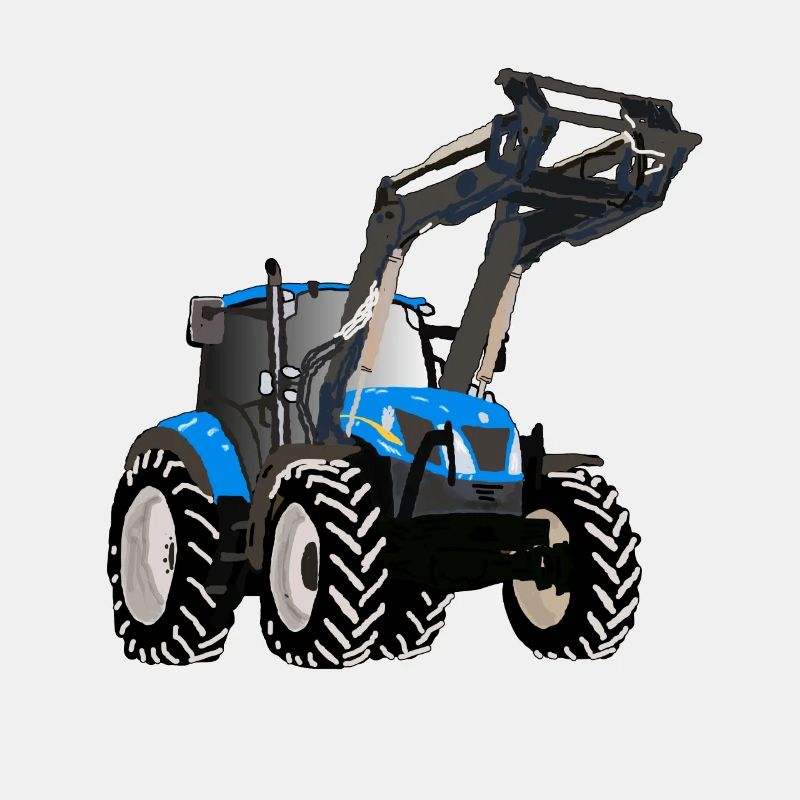 Tracteur bleu avec chargeuse frontale