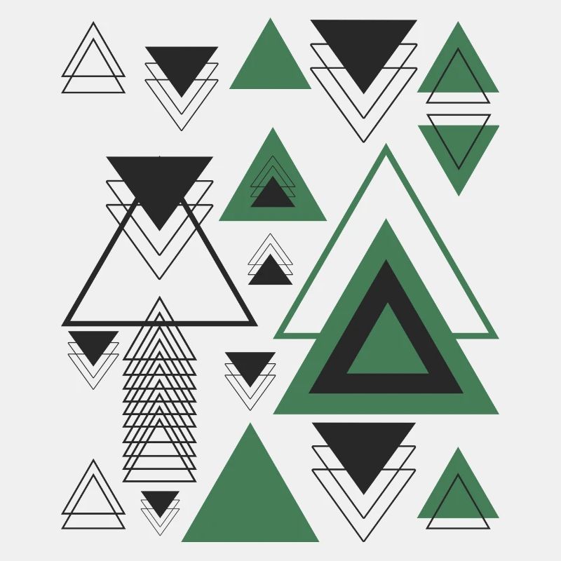 Triangles Minimalist Geometry Black Abstract Green