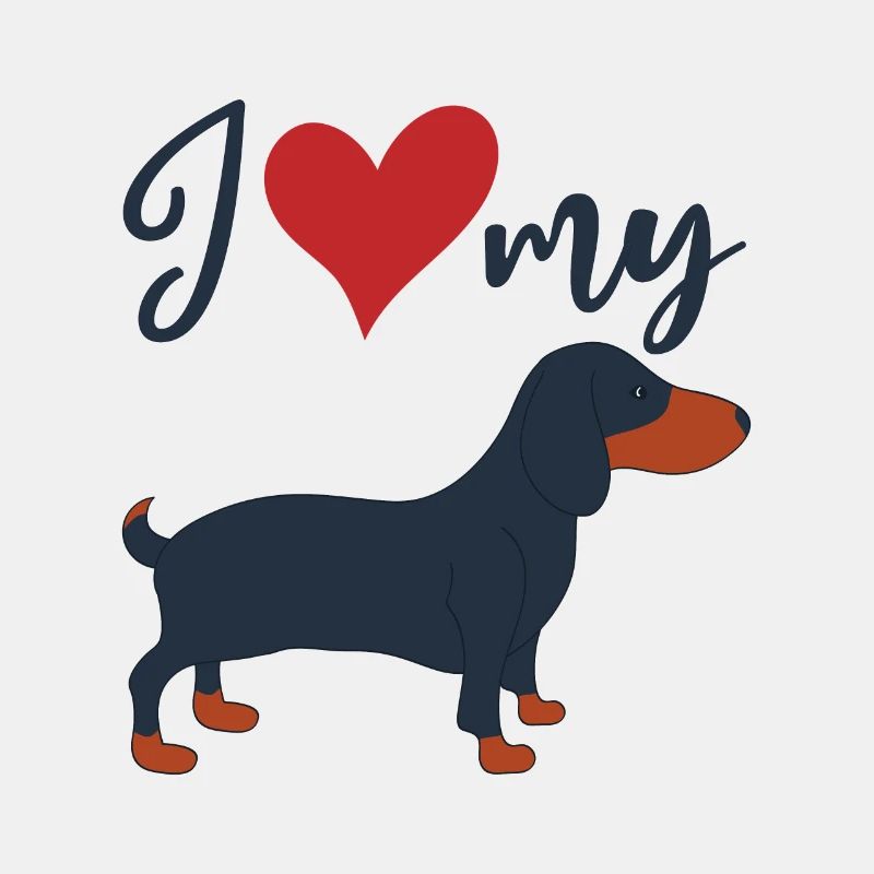 Amoureux des chiens J’aime mon teckel Teckel