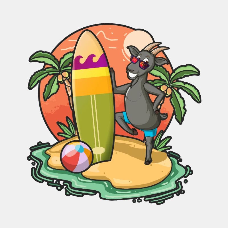 Drôle de chèvre Surf Lovers Cool Planche de surf Jeu de mots