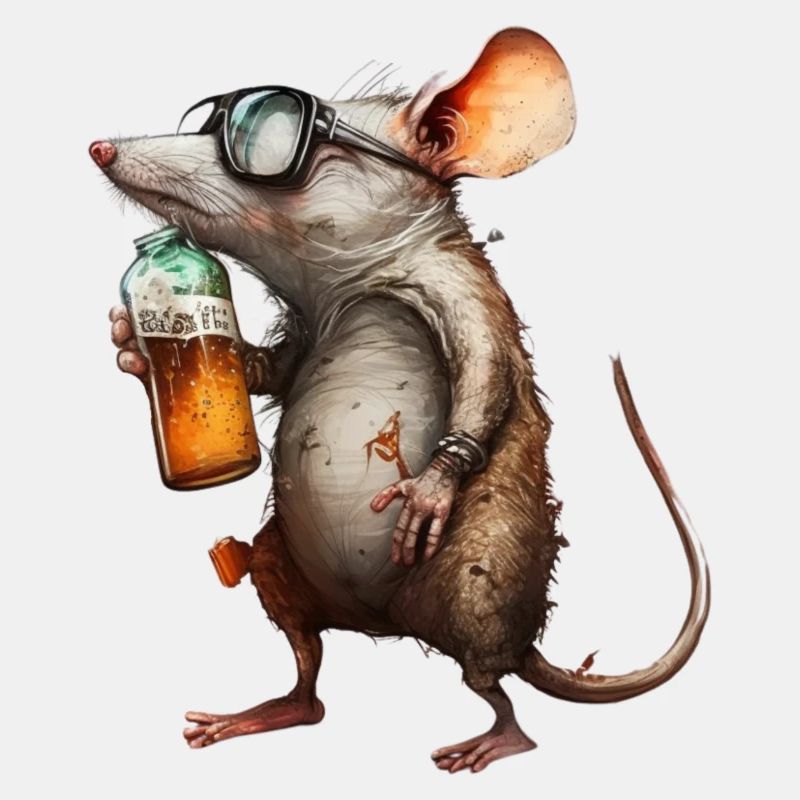 Lustige Bier Maus mit Brille