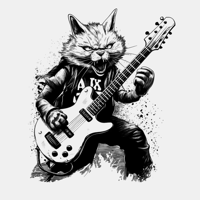 Chat avec guitare