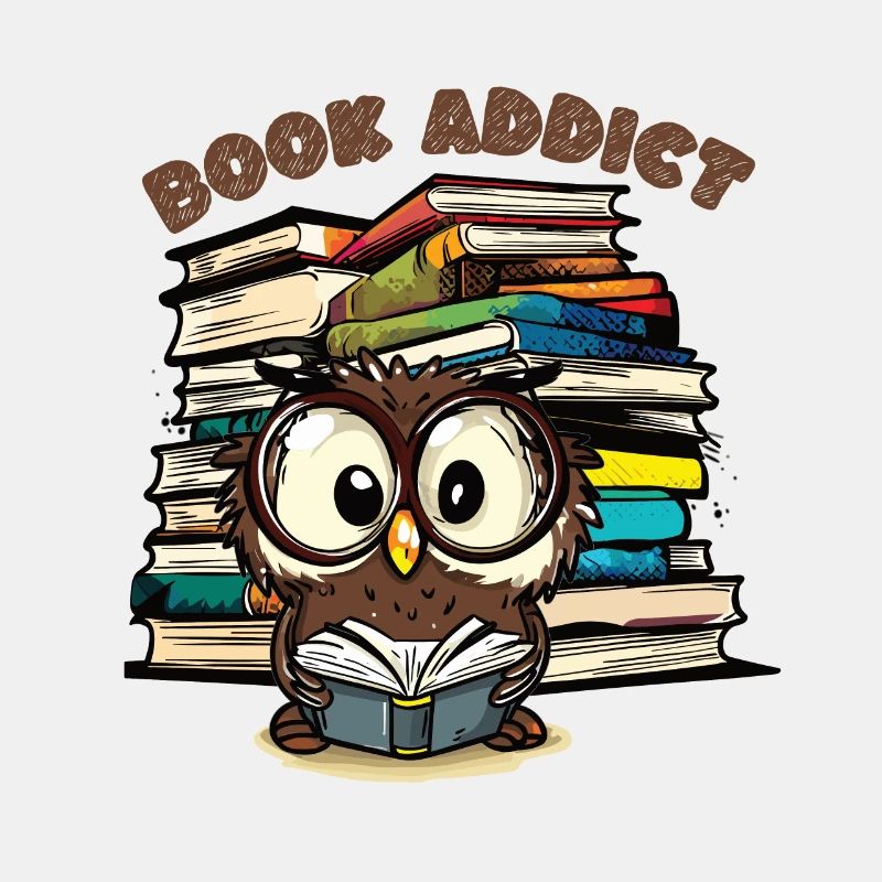 Eule liest Bücher - Book Addict