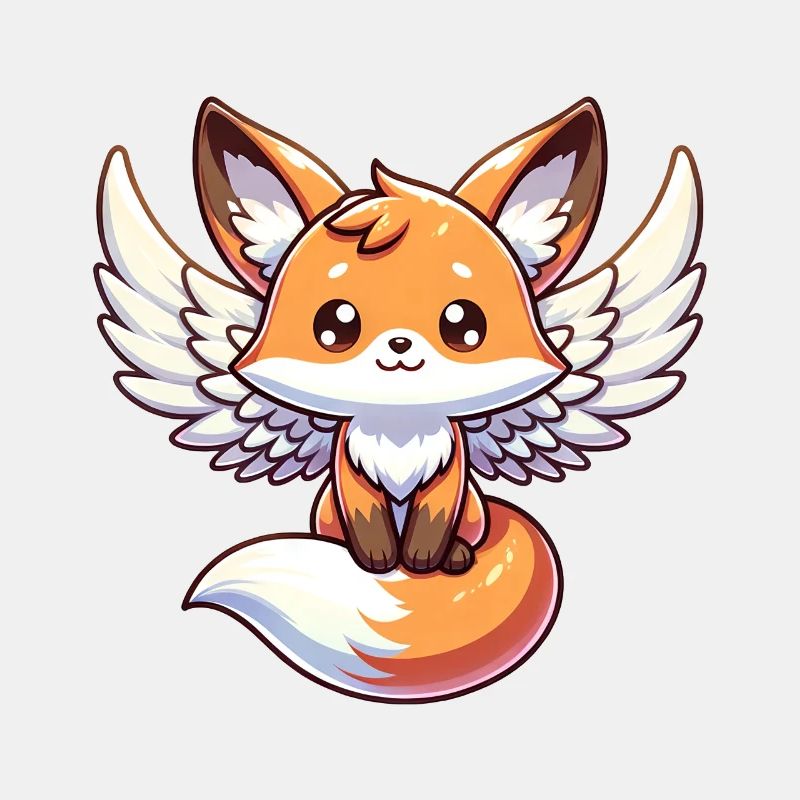 Celestial Red Fox Angel with Wings Mystical