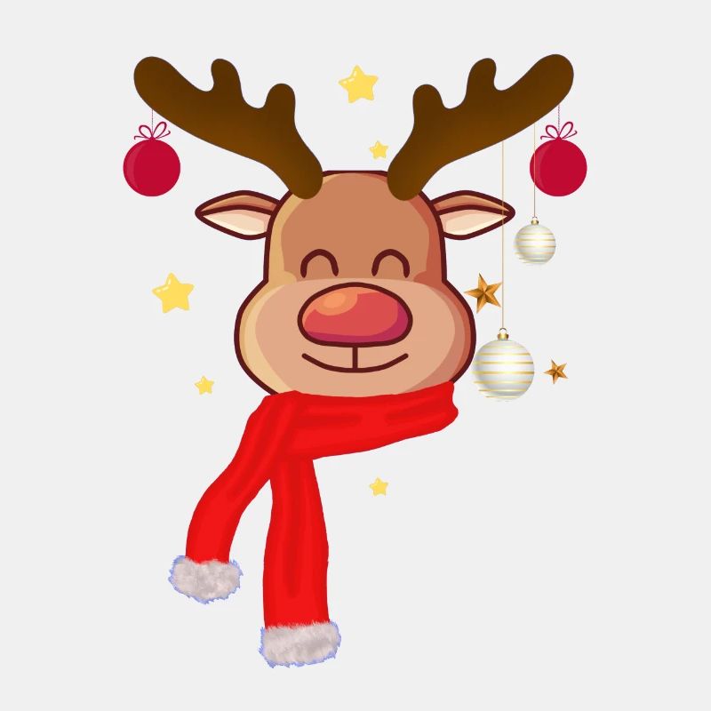 Niedliche Rentiere und Weihnachtskugeln