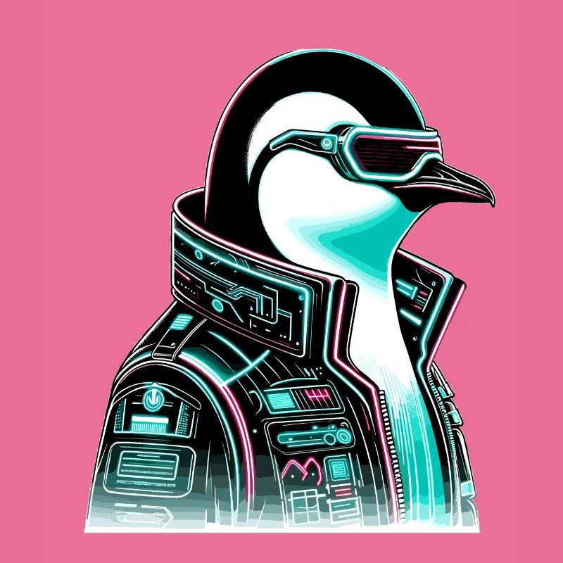 Cyberpunk Pingouin Conception graphique