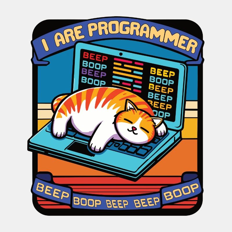 I are programmer, fat sleeping cat