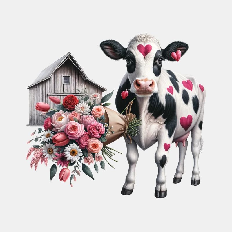 Patchs coeur de vache Saint-Valentin ferme amour