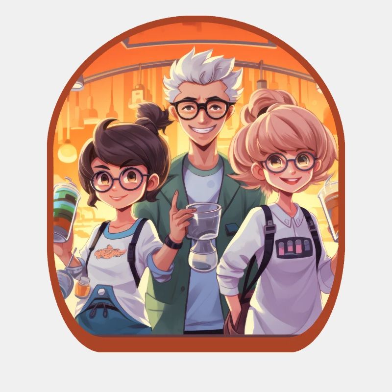 Anime Scientist Characters Cute Boba Tea Gaming
