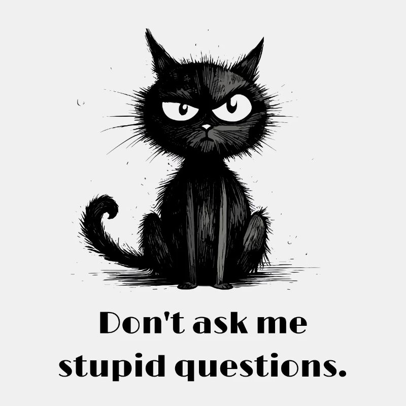schwarze Katze Comic Style lustiger Spruch