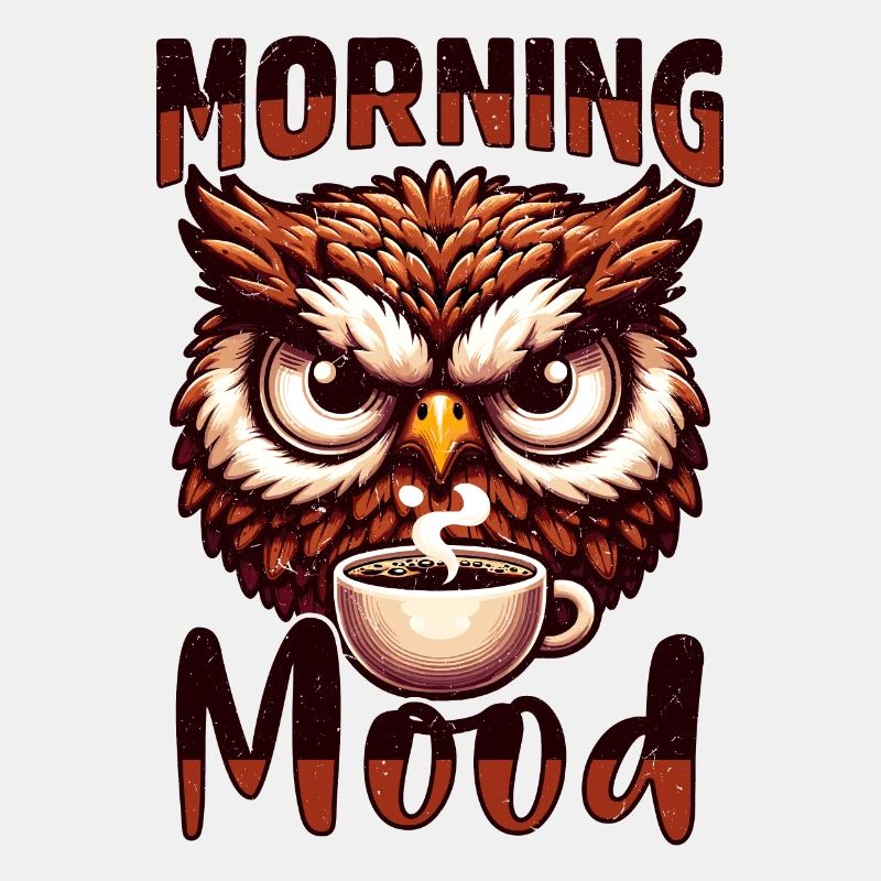 Grumpy owl with coffee