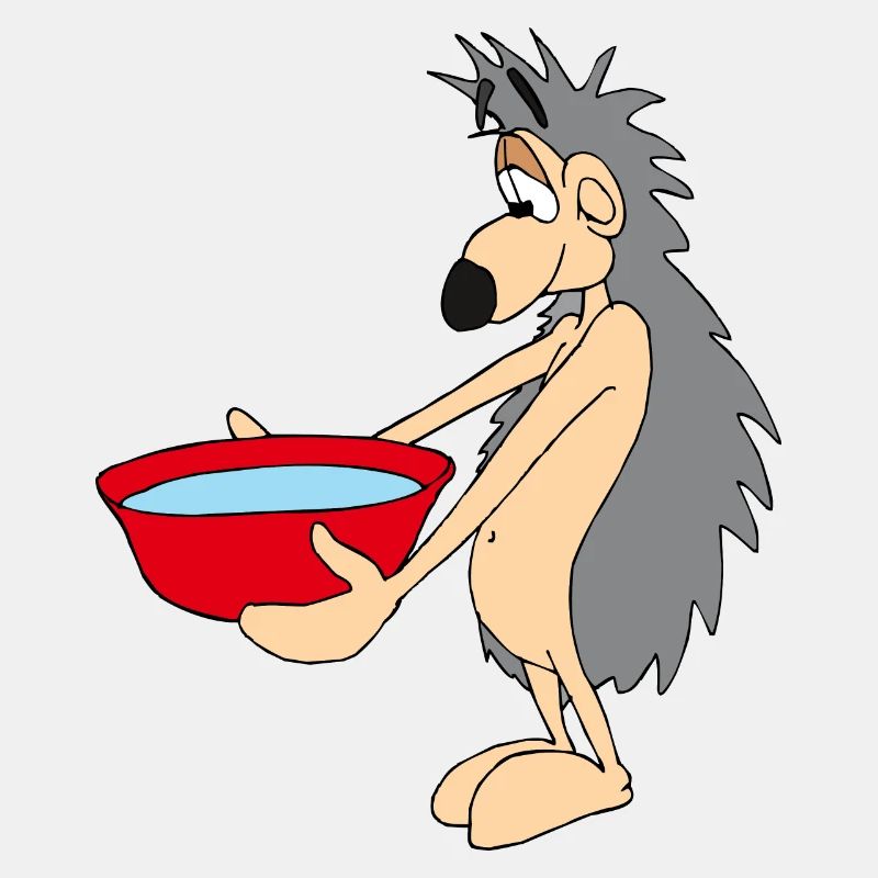 Smart hedgehog with water bowl