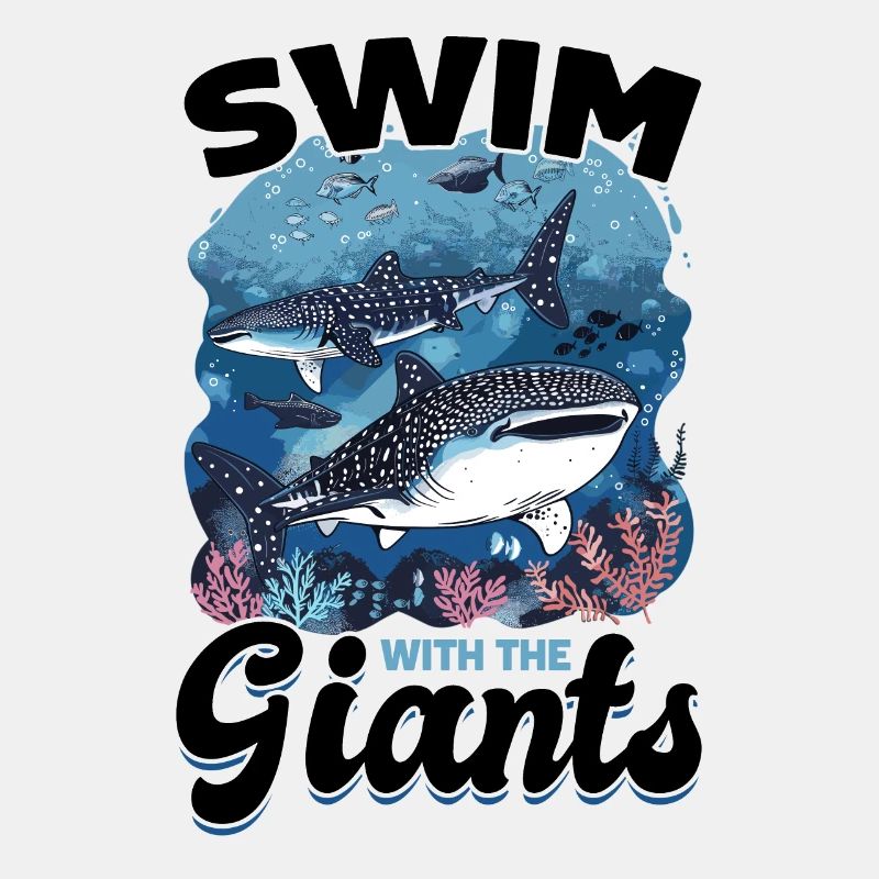 Drôle de requin-baleine nageant avec les géants