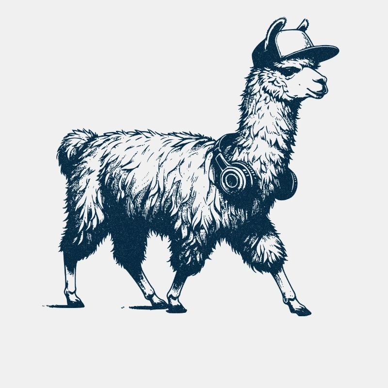 Lama mit Kopfhörer