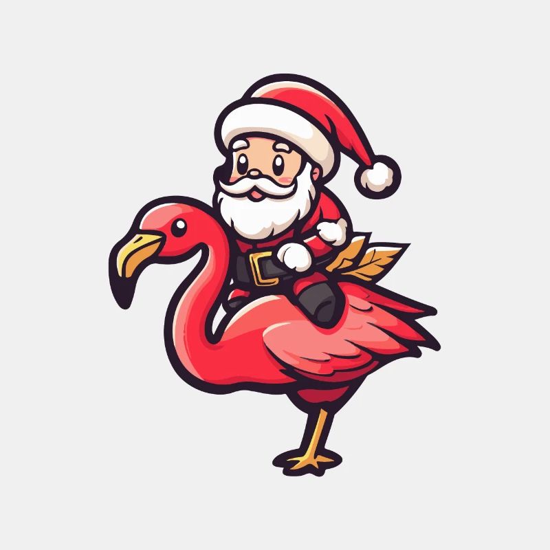 Flamingo Weihnachtsmann Cartoon