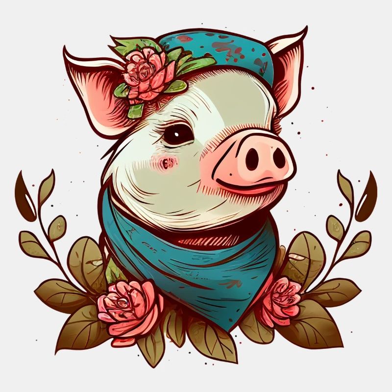 Ferkel mit Kopftuch