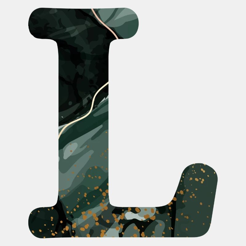 Letter l marbled green