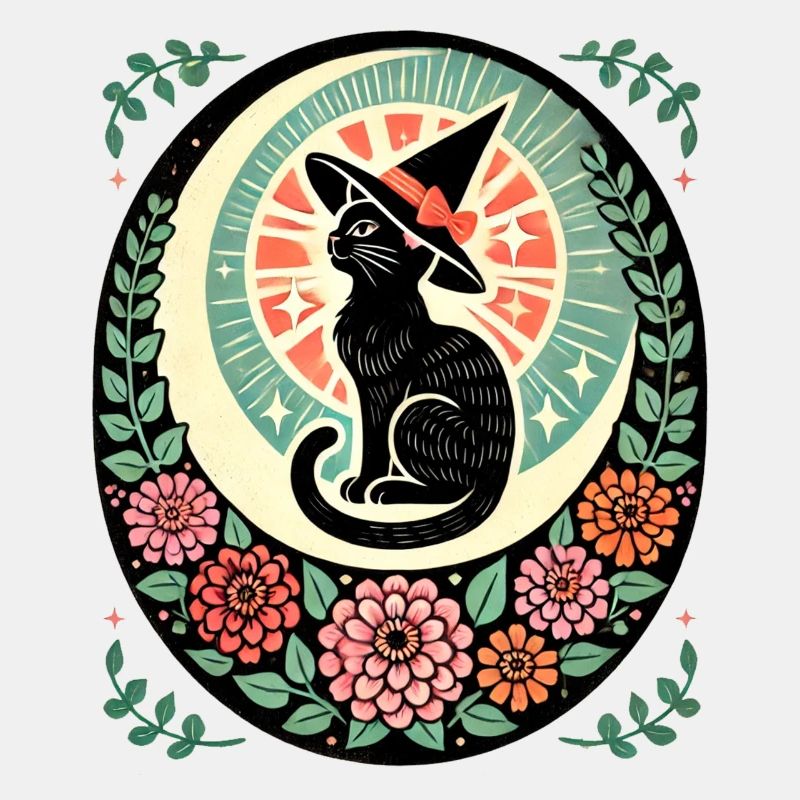 Vintage Schwarze Katze Hexe