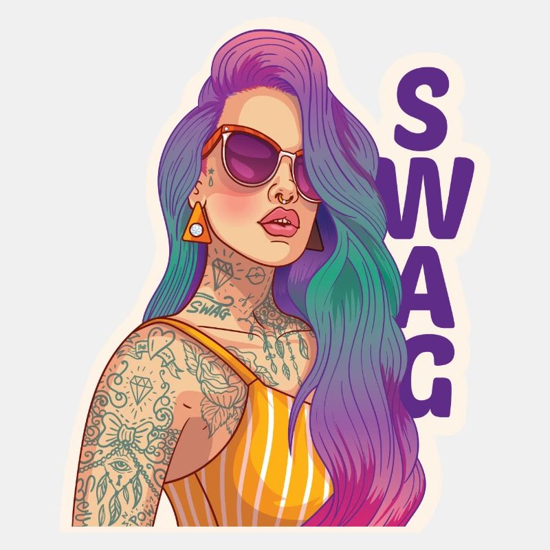 Swag Mädchen mit Piercing und Tattoo.