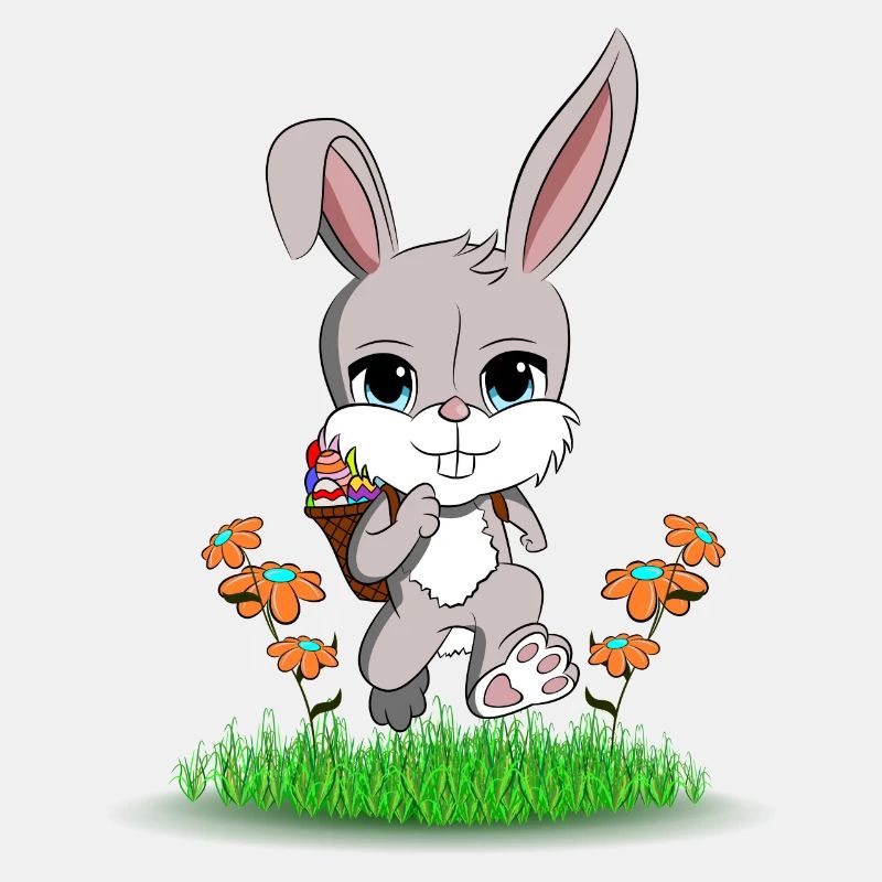 Easter bunny with Easter eggs in the basket