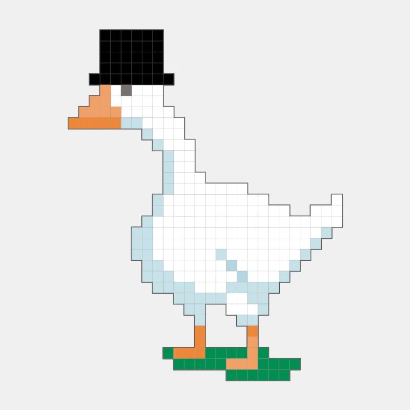 Canard avec haut-de-forme pixélisé
