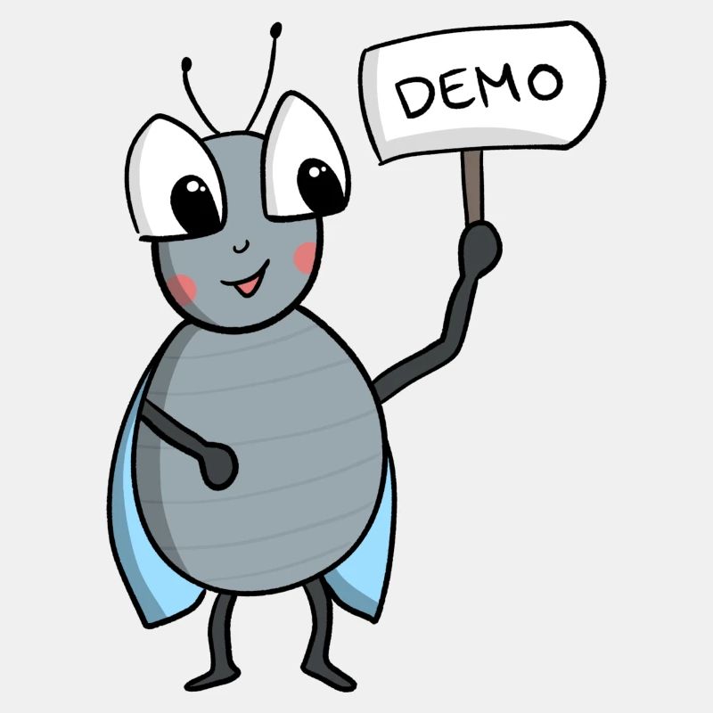 Fliege mit DEMO Schild