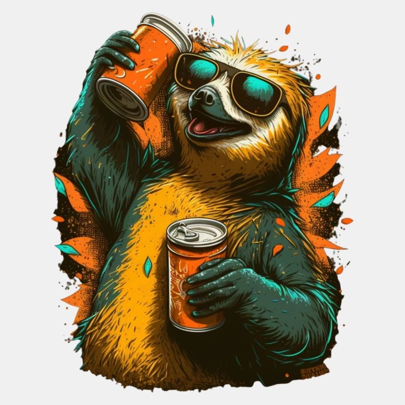 Cool beer drinking sloth