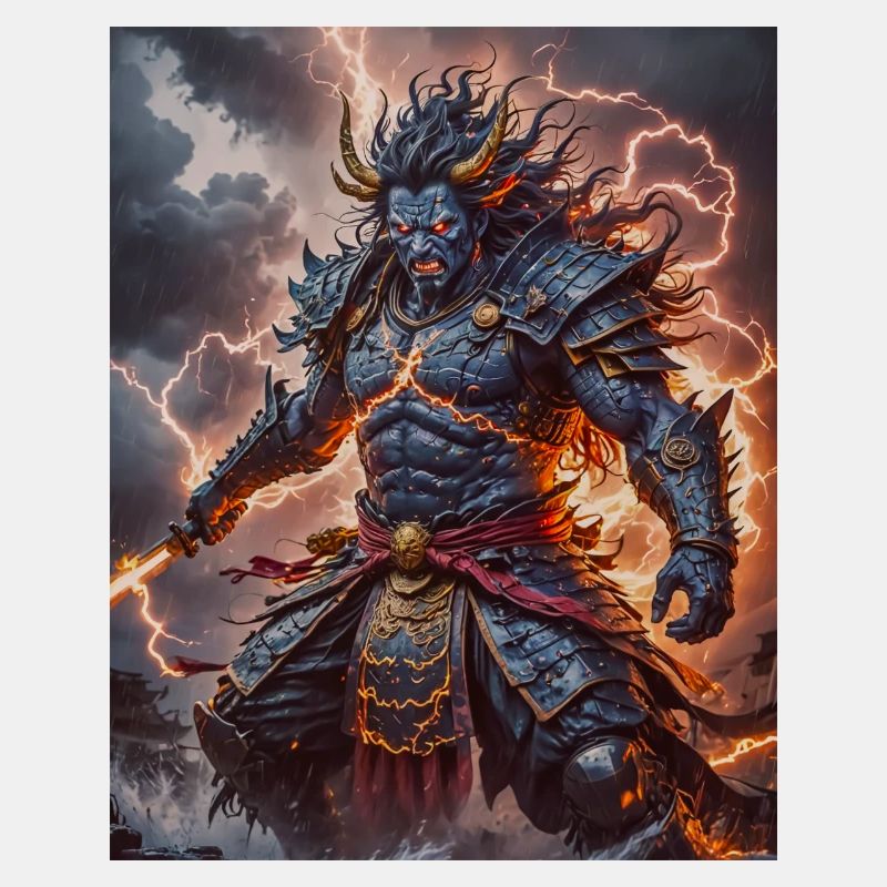 Susanoo japanischer grimmiger Sturmgott mit Schwert