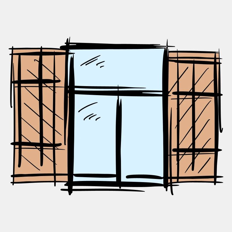 Old Window with Shutters Hinged Shutters Drawing