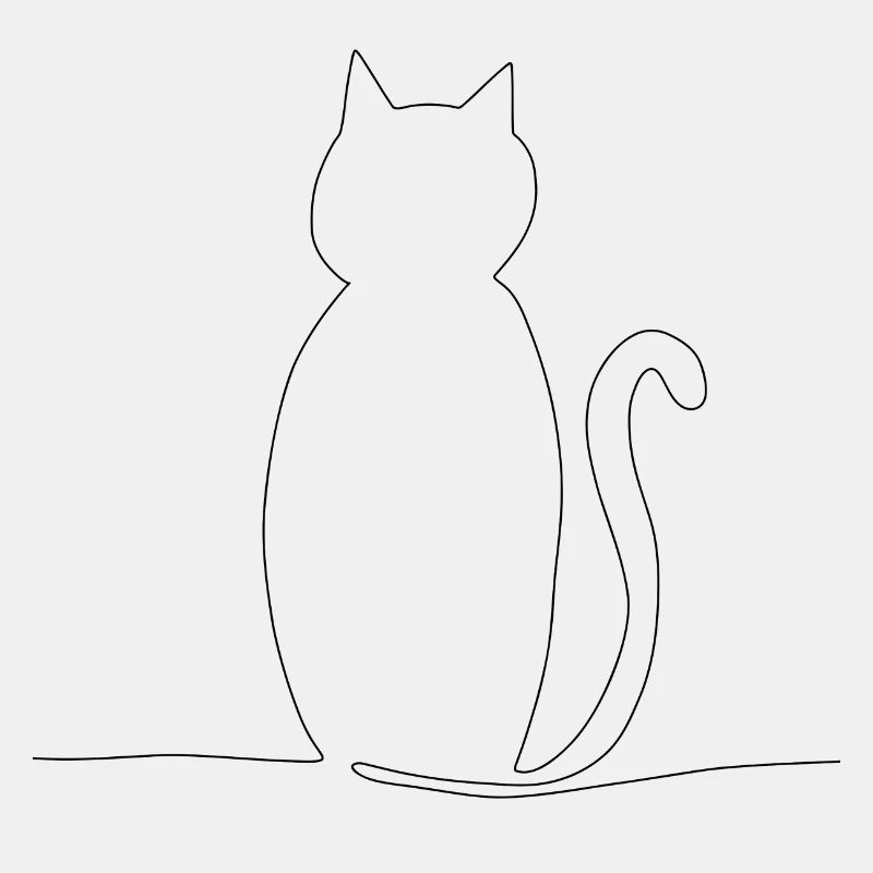 Chat mignon en 1 ligne - noir