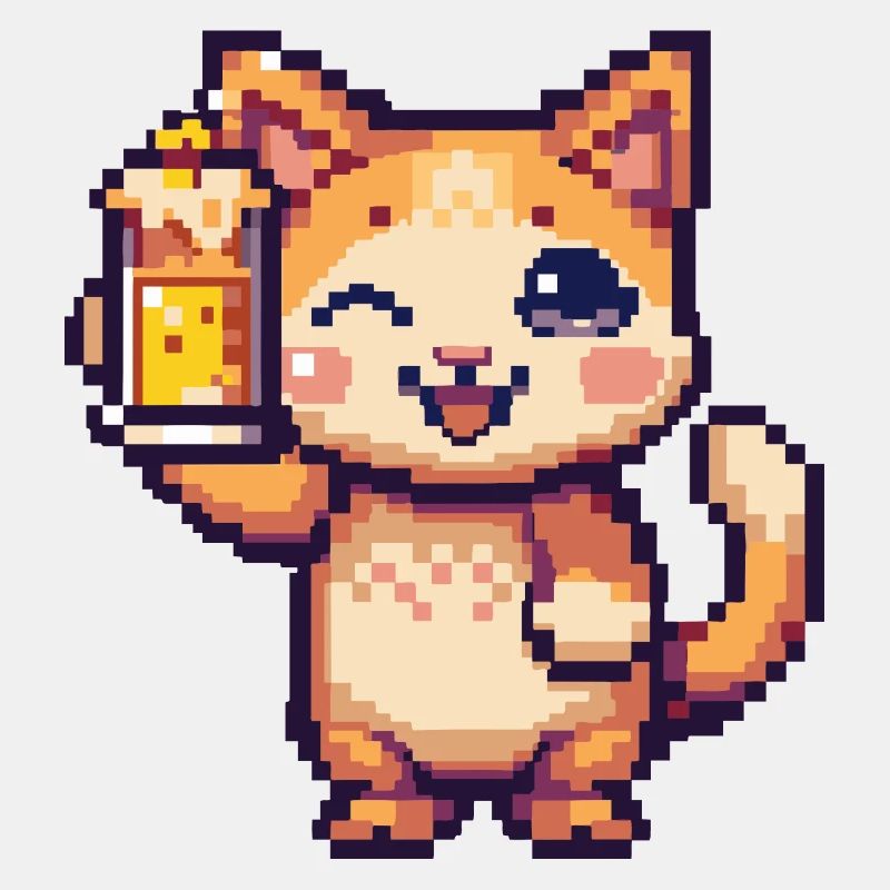 Chat Bière Pixel