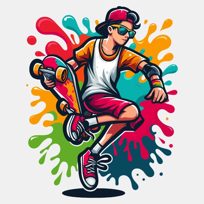 Skateboard mit Farbklecksen