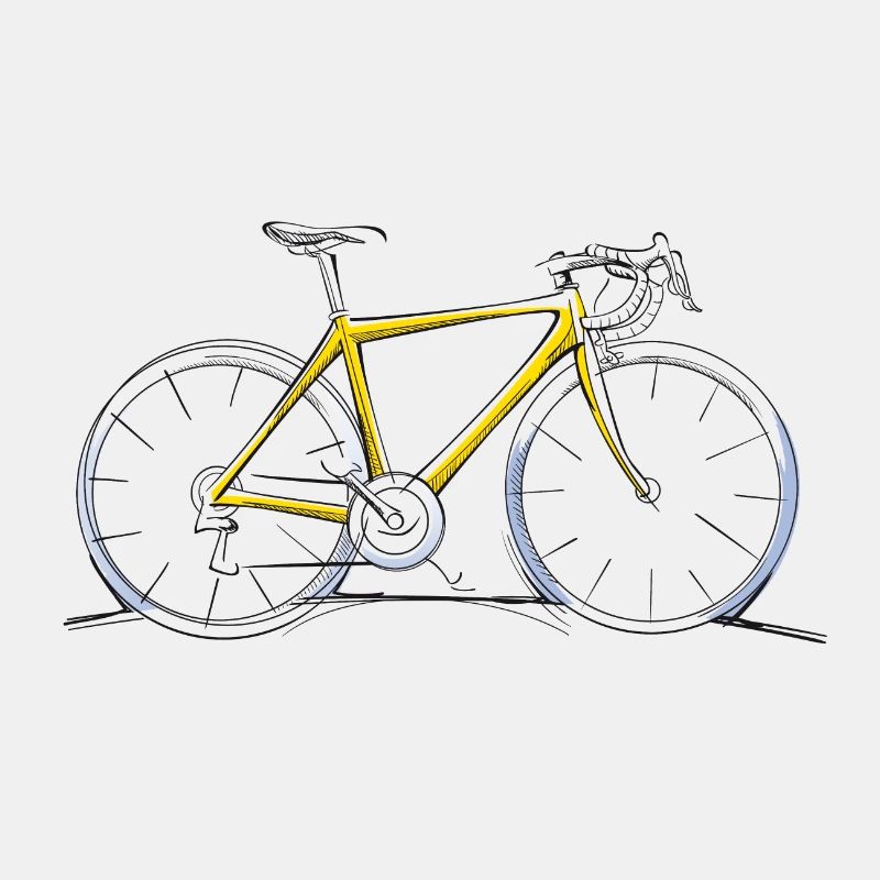 Croquis de conception de vélo de course jaune
