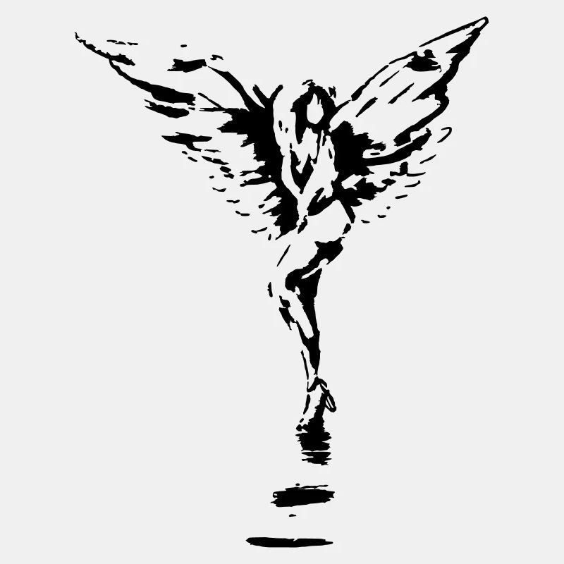 angel pose ink stamp style