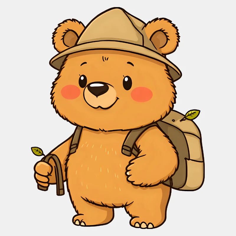 Abenteuerlustiger Teddybär Entdecker mit Rucksack