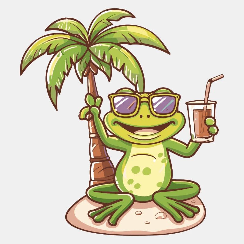 Frosch Sommer Strand Comic