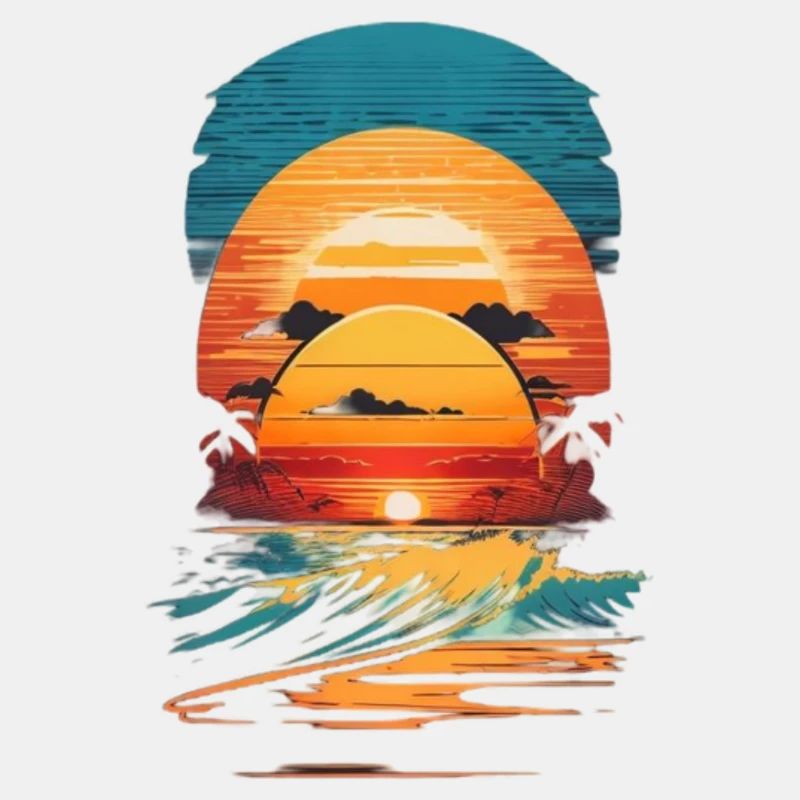 retro sunset waves