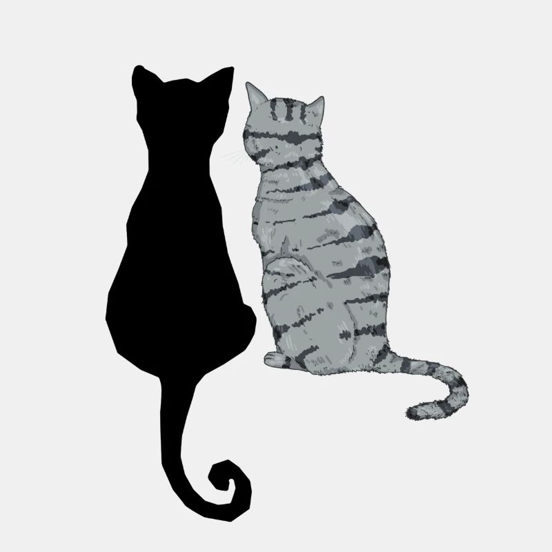 Schwarze und graue Katzen