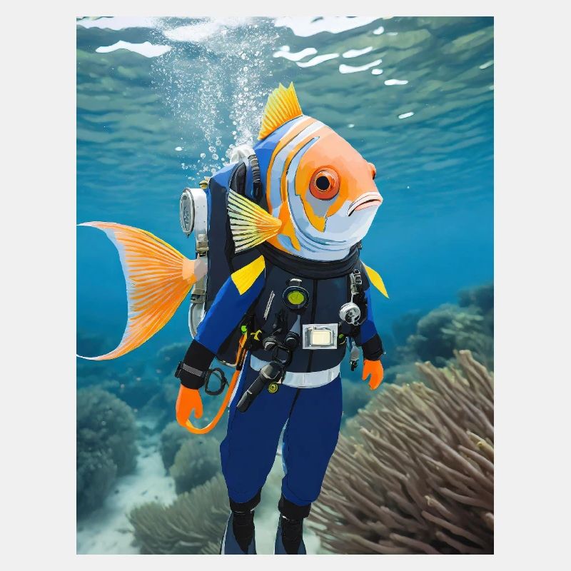 Fisch im Taucheranzug 1