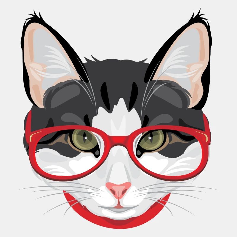 Funny cat with red glasses