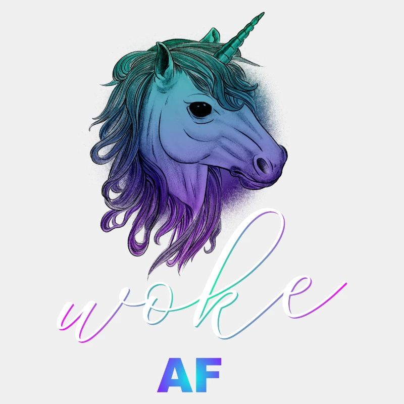 Einhorn mit Spruch: WOKE AF