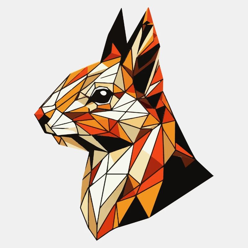 Squirrel Illustration Triangles Geometric