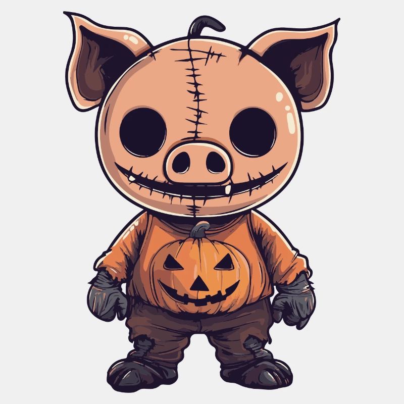 Pig Halloween Comic Funny