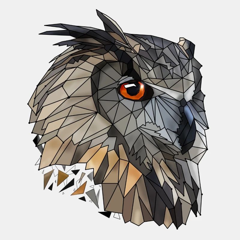 Coole Low Poly Eule | Geometrisch | Dreiecke