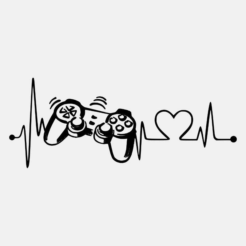 Herzlinie / Herzschlag - Gamecontroller schwarz