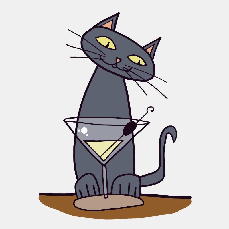 Katze mit Martini