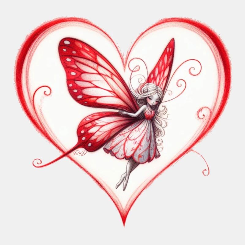 Coeur dessin de fée papillon